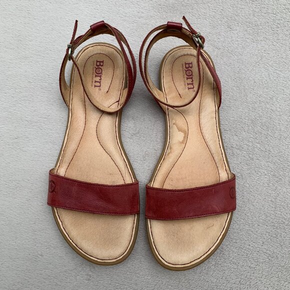 Born Alice Ankle Strap Leather Flat Sandals Sz8 - Picture 4 of 16